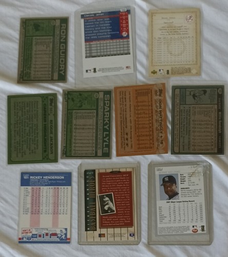 Lot 10 Yankees Baseball Cards Reggie Jackson -Ron Guidry- Rickey Henderson - Picture 2 of 12