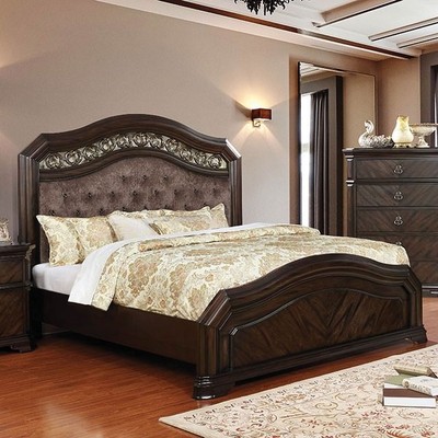Espresso Finish Intricate Wood Design Bedroom Furniture California King Size Bed Ebay