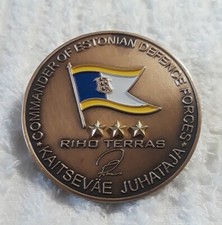 AUTHENTIC RIHO TERRAS COMMANDER ESTONIAN DEFENCE FORCES 2011-18 CHALLENGE COIN
