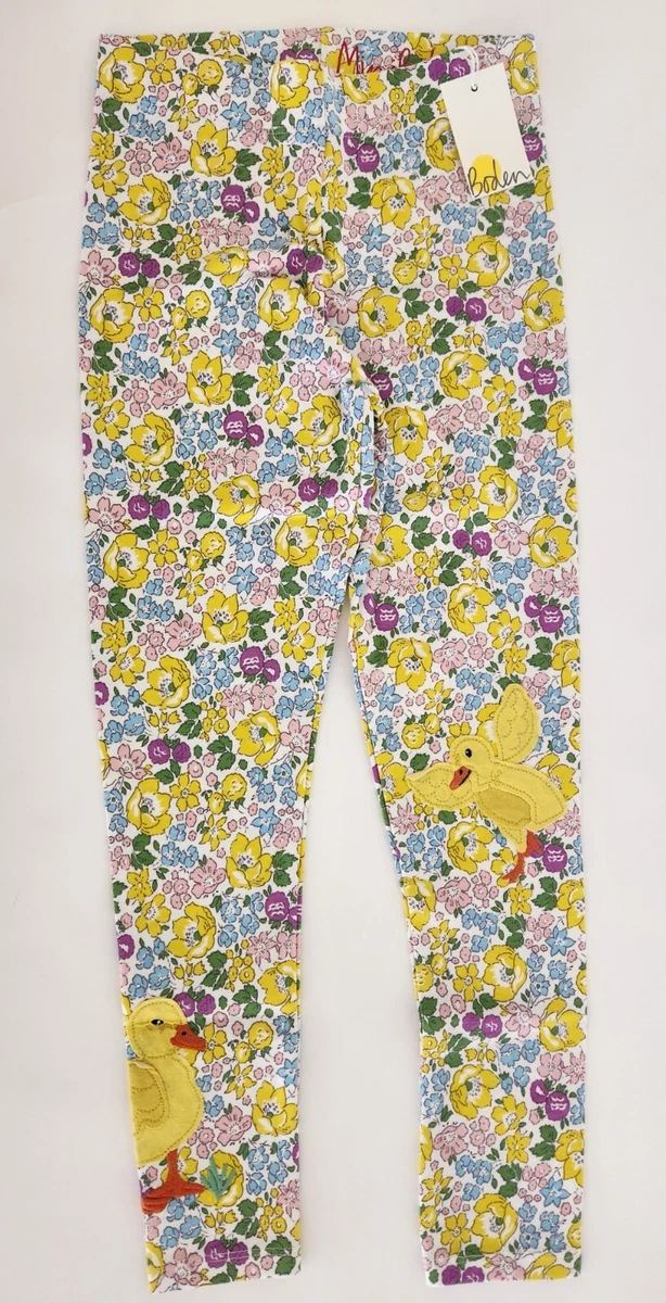 Mini Boden girls multi floral chicks Applique leggings size 8-9y 134cm NWT