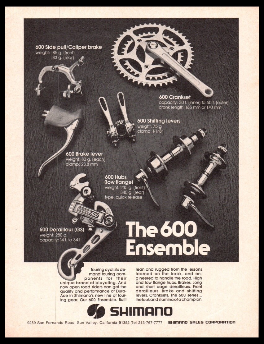 1977 Shimano 600-Vintage ORIGINAL Bike/Bicycle Print ad/mini