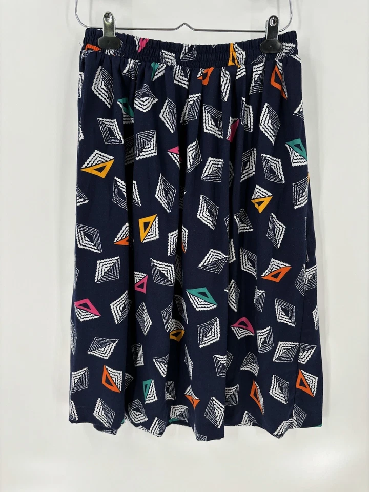 Conjunto de falda vintage Via Sant Andrea para mujer 12 Petite azul recortado botón delantero top Foto 2 de 4