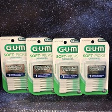 4 X GUM Soft-Picks Original 50 Picks Dental Sunstar - Gentle, Safe  Effective