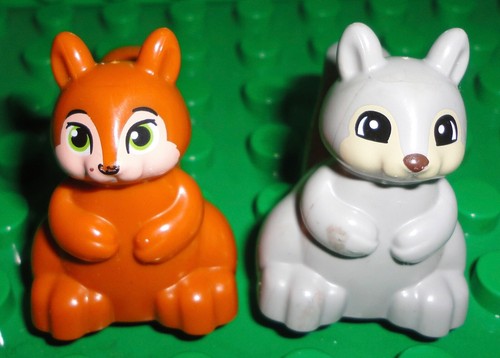 2x LEGO Duplo Brown & Grey Squirrel Forest Animal Part Piece - Picture 2 of 2