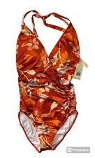 NWT Gottex Amore Deep Plunge Halter One-Piece Swimsuit Spice 12 178 Sold Out