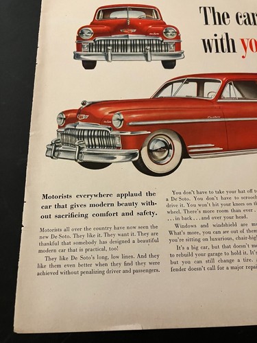 1949 DeSoto Custom Sedan - Vintage Original Automotive Color Print Ad / Wall Art - Picture 4 of 5