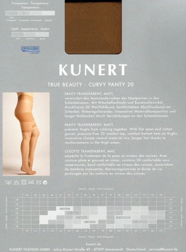 Kunert CURVY PANTY 20 DEN Kurzhose Radler transparent matt - Bild 2 von 3