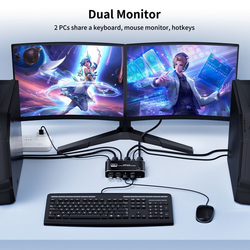 HDMI 2.1 KVM Switch 2X1 4K 120Hz 8K 4 Port USB 3.0 KVM Switcher with Hotkey - Picture 12 of 15