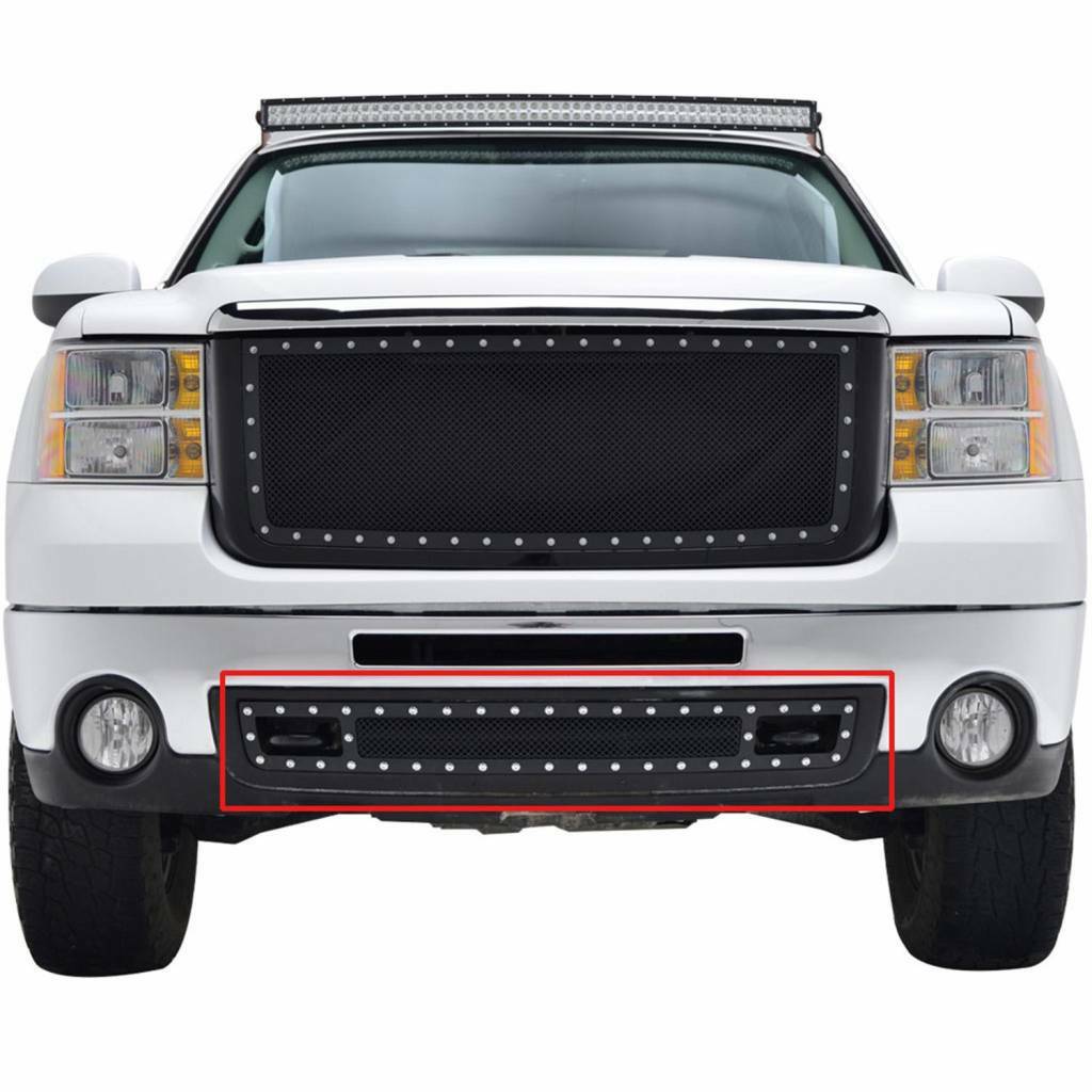 FITS 07-13 GMC SIERRA 1500 BUMPER EVOLUTION BLACK STAINLESS STEEL OVERLAY GRILLE
