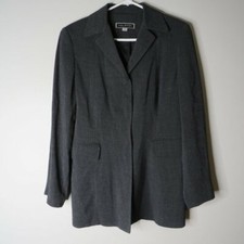 Halston Long Gray Blazer womens sz 10 euc