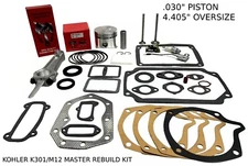 .030" ENGINE MASTER REBUILD FITS KOHLER K301, M12, VALVES GASKET SET WITH ROD