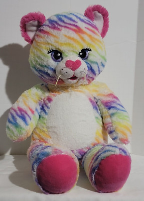 Build A Bear Workshop Multicolor Rainbow Stripes Tiger Kitty Cat Stuffed Animal