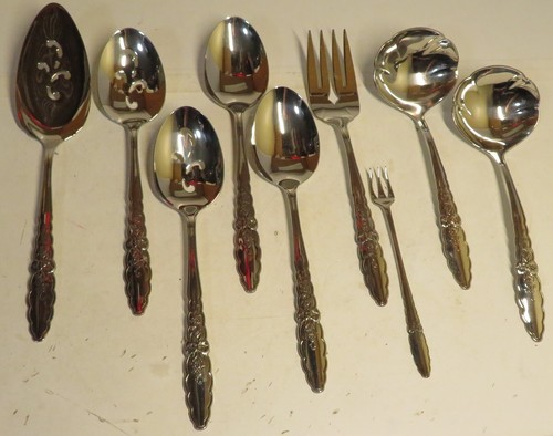 Oneida FLORAL GLEN 9 Pc Community Stainless Flatware Silverware Set Serving Lot - Picture 8 of 24