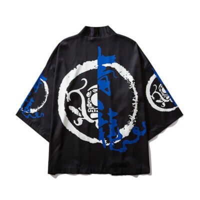 Kimono Mantel Herren Jacke Cardigan Oberbekleidung Japanisch Harajuku Vintage Freizeit