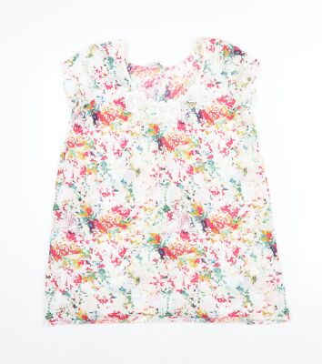Per Una Damen Mehrfarbig Geometrisches Polyester Basic Bluse Größe 10 U-Ausschnitt