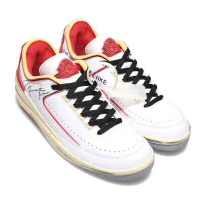 DJ4375-106 Off-White × Nike Air Jordan 2 Low White and Varsity Red (Herren)