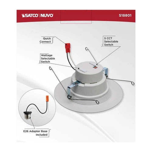 SATCO 5.6 in. Adjustable Watt CCT Stepped Baffle Dimmable LED Trim - Picture 2 of 10