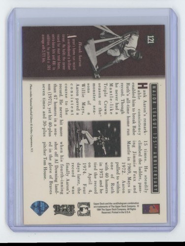 1994 Upper Deck Hank Aaron #121 - Photo 2 sur 2