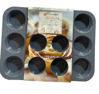 Master Class Bakeware 12 ct. Cupcake/Muffin Pan Blue/Grey Speckled NEW!
