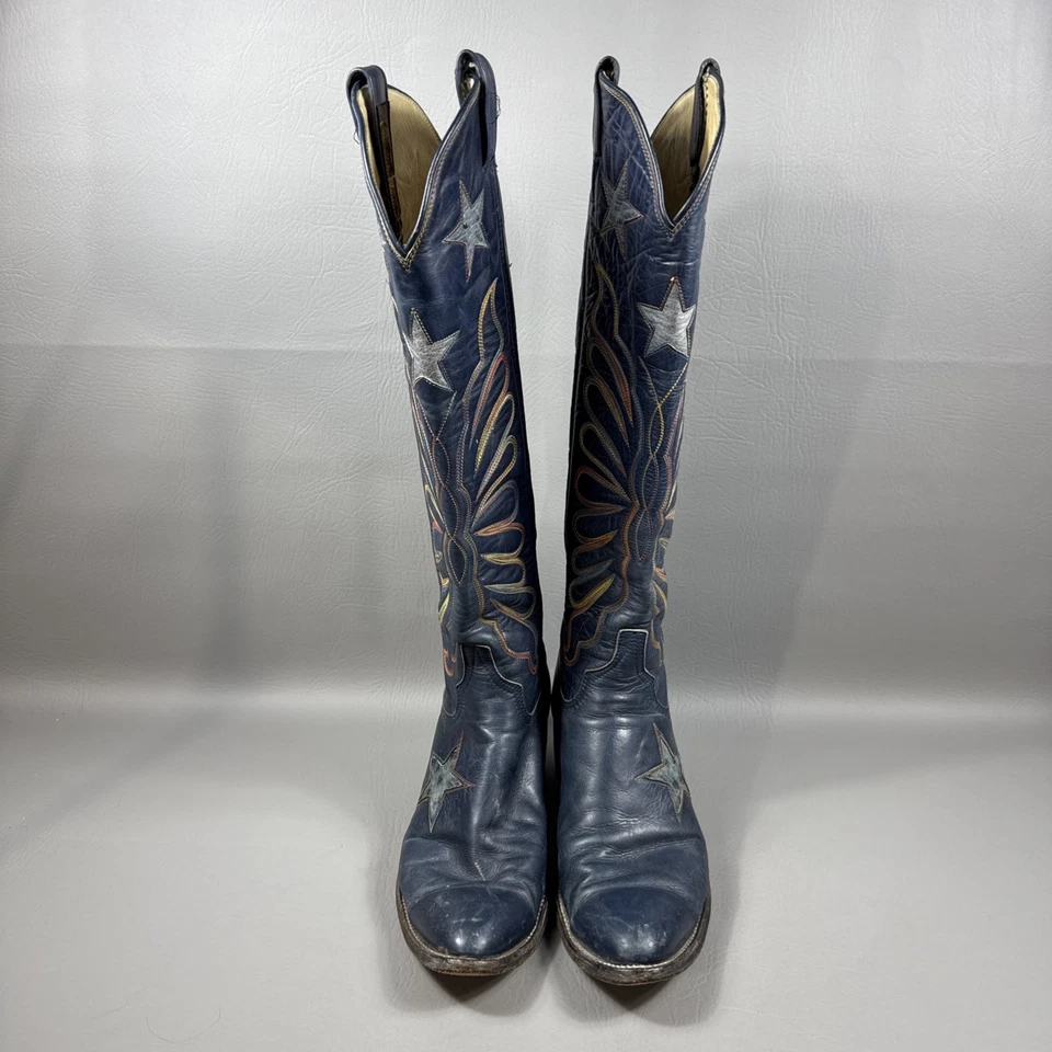 De Colección Botas Vaqueras Occidentales Mariposa Punto Arco Iris Cuero Estrellas Cortador Bill 8 Foto 3 de 4