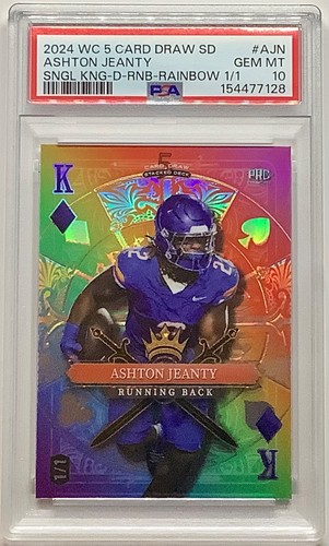 2024 WC 5 Card Draw SD #AJN Ashton Jeanty 1/1 SNGL KNG-DRNB-RB PSA 10 Gem Mt