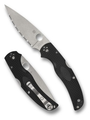 Spyderco Native Chief Lightweight Knife C244SBK Satin BD1N Serrated Blade FRN