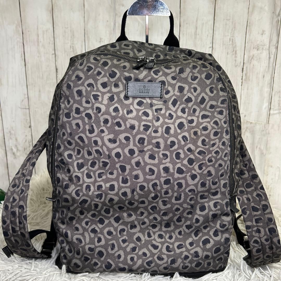 Gucci Nylon Leopard Print Backpack Large Capacity… - image 9