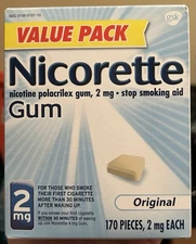 Nicorette Nicotine Gum 2mg Original Flavor 170 pieces Exp 09/2026