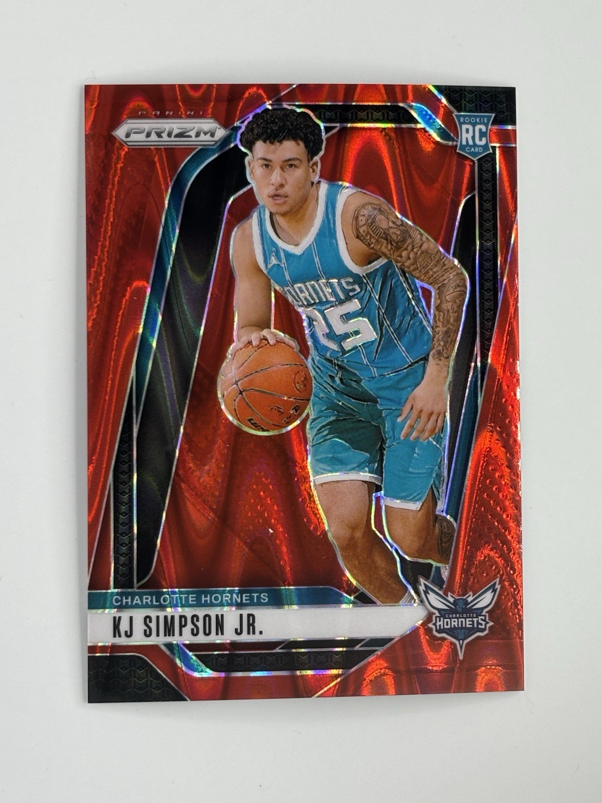 2024-25 Panini Prizm KJ Simpson Jr. #247 Red Seismic Prizm /299 (RC)