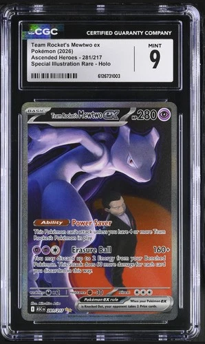 Team Rocket’s Mewtwo ex 281/217 SIR Secret Ascended Heroes Pokemon CGC 9 Mint