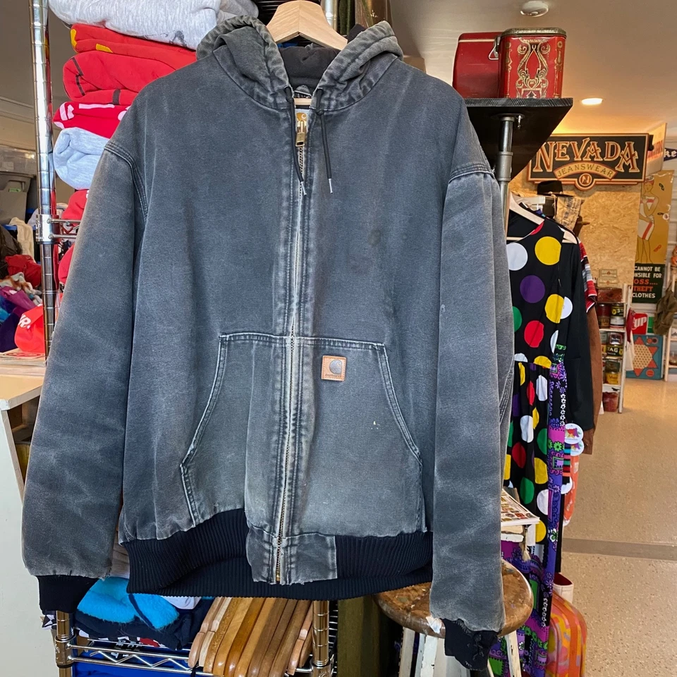 1990s Vintage Distressed CARHARTT Insulated Active Jacket Hooded Canvas Coat - Изображение 2 из 4