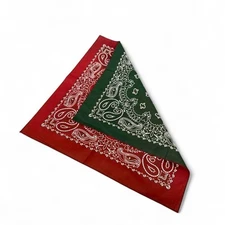 Vintage Hav a Hank different color sided Bandana Scarf Green & Red Burgundy
