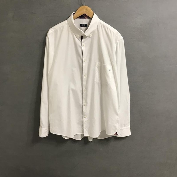 Men Paul & Shark Shirt White Cotton 46 / 3XL / 54