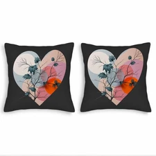Set of 2 Decorative Throw Pillow Covers 18x18in - Heart Design 