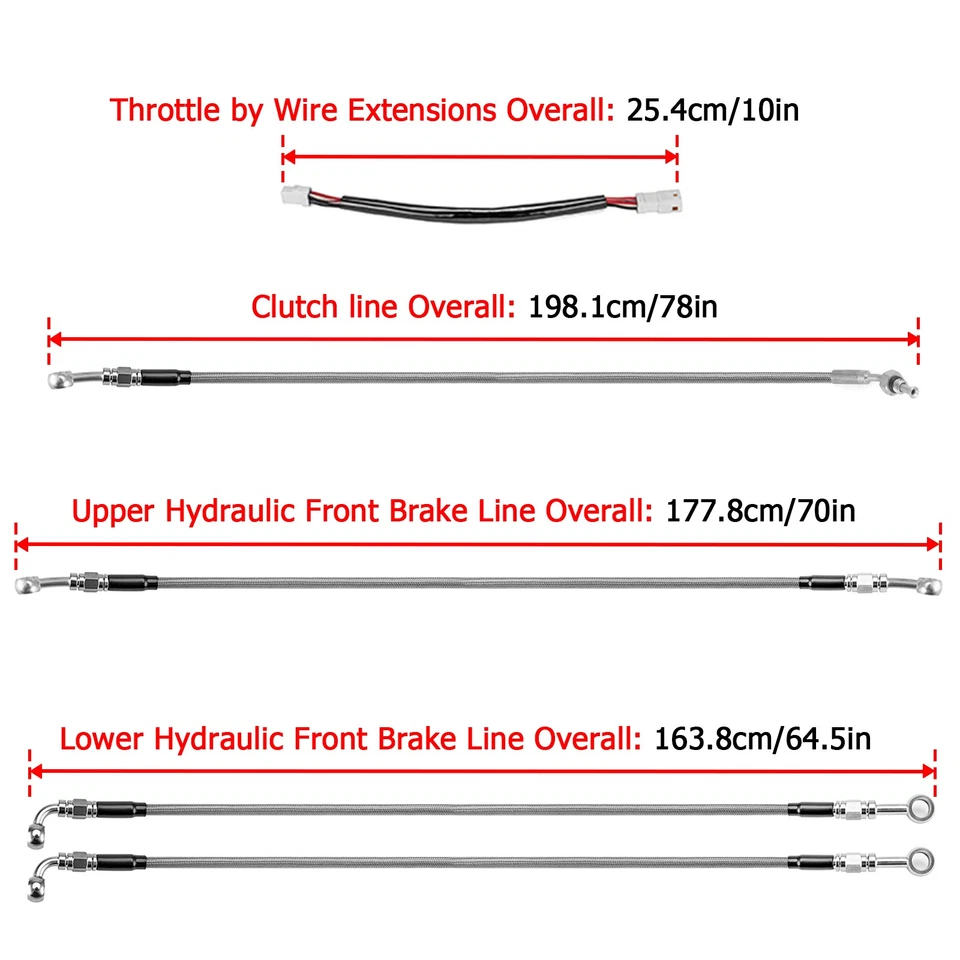 Kit de cables de manillar de 16"-18" línea de freno/cable de embrague/TBW para Harley Touring ABS Foto 2 de 4
