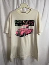 Stafford Blaine T-Shirt Mens XL Cream Fair Lost In The 50s Pink Truck USA Made