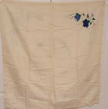 Vintage Part Embroidered 40"Linen Tablecloth With Pre Inked Patt. Bc12