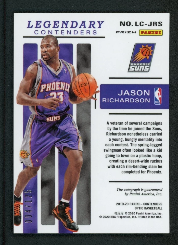 2019-20 JASON RICHARDSON 004/125 AUTO PANINI CONTENDERS OPTIC HOLO LEGENDARY - Image 2 of 2
