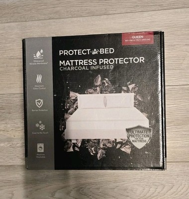 PROTECT A BED Charcoal Infused Mattress Protector QUEEN New