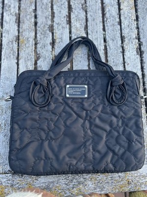 Marc by Marc Jacobs Black Signature Quilted Tablet Laptop Bag with Crossbody 