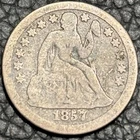1857-O SEATED LIBERTY SILVER DIME ~ F-VF ~ 90% SILVER ~ CIVIL WAR ANTIQUE COIN
