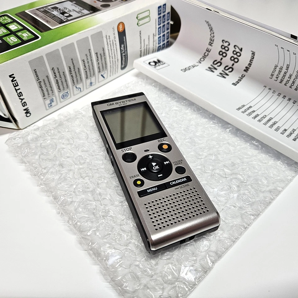 OM SYSTEM WS-882 Digital Voice Recorder (Silver & Black) - New / Boxed - Image 3 of 3