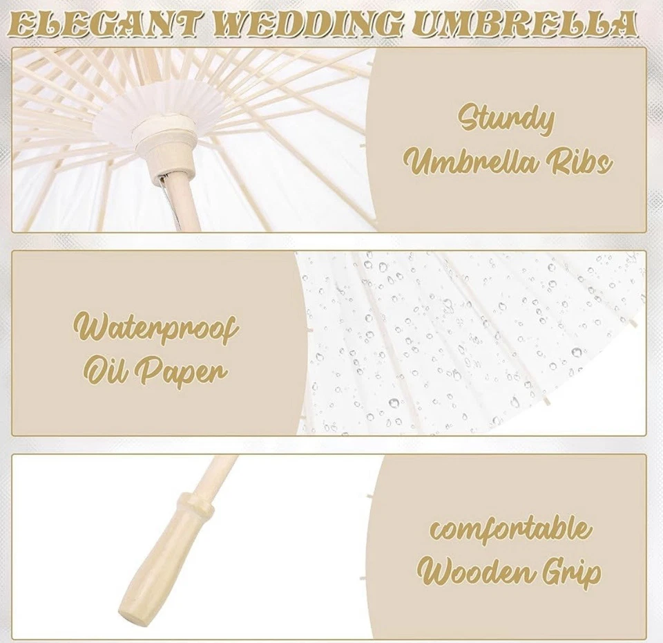 33 Inches Paper Umbrellas  Decorative Chinese Japanese Parasol Umbrella - Image 3 of 4