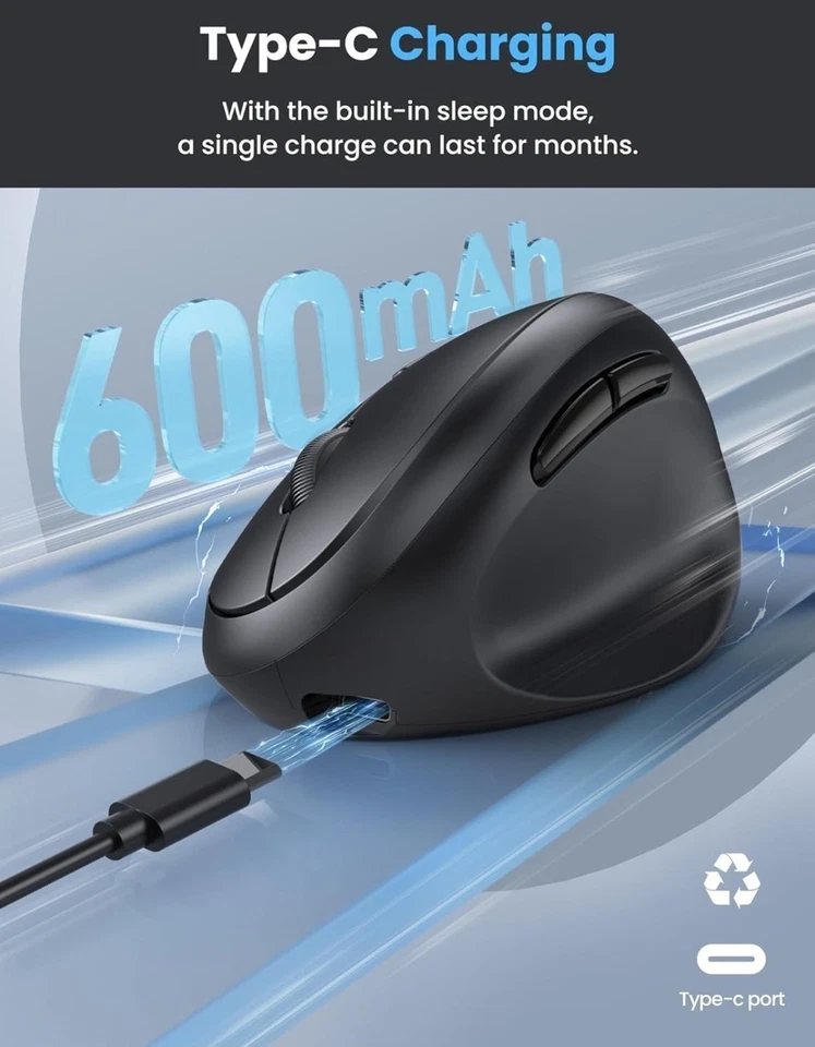 TECKNET Ergonomic Mouse, Bluetooth Wireless Vertical Mouse, Rechargeable Batt... - Image 4 of 4