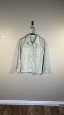 Ms Lee Western Trucker Jacket Wht 11/12 USA 70s 80s Disco Knit