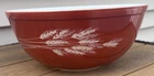 Vintage Pyrex "Autumn Harvest" Large 404 Glass Mixing Bowl Brown Wheat USA made