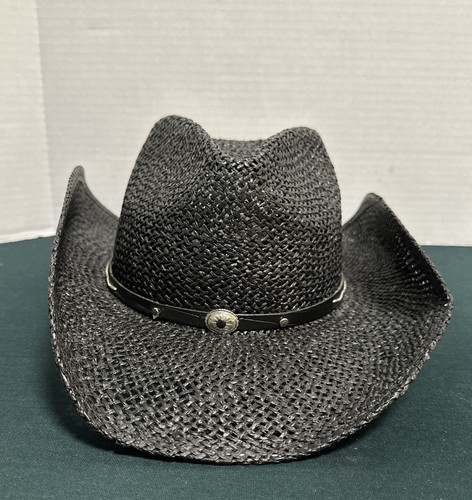 Stetson Rodeo Dr Collection Black Woven Straw Cowboy Hat Western Concho Band