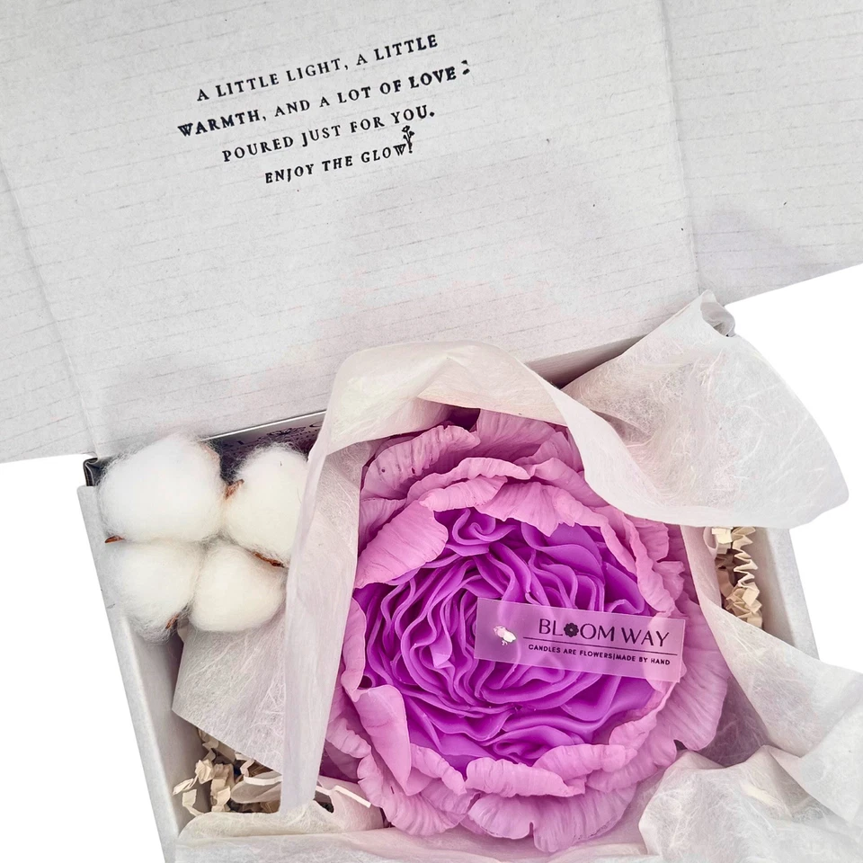 Handmade Violet Peony Candle – Natural Beeswax Floral Gift & Home Décor - Image 3 of 4