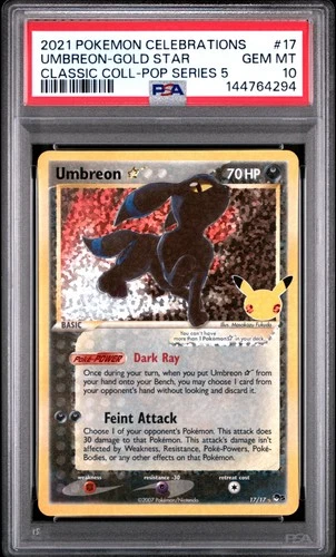 2021 POKEMON CELEBRATIONS CLASSIC COLLECTION #17 UMBREON-GOLD STAR PSA 10