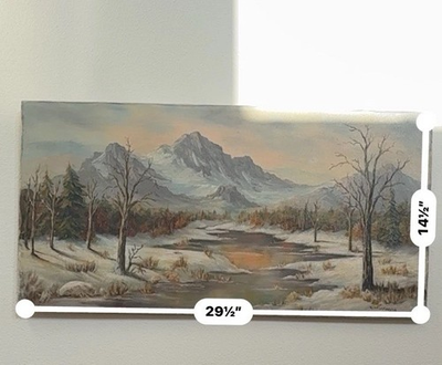 #ad #ad Oil Painting on Canvas Mountain Lake Landscape 14.5 X 29.5 $120.00